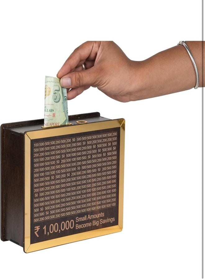 Bindian حصالة نقود خشبية هندية للأطفال والكبار | صندوق توفير عملات معدنية مصنوع يدويًا بتصميم منحوت | حصالة نقود خشبية صغيرة للعملات المعدنية والنقدية | مدخر ذكي للنقود، صندوق تبرعات وحصالة عملات معدنية (7 × 5 × 3 بوصة) - Image 2